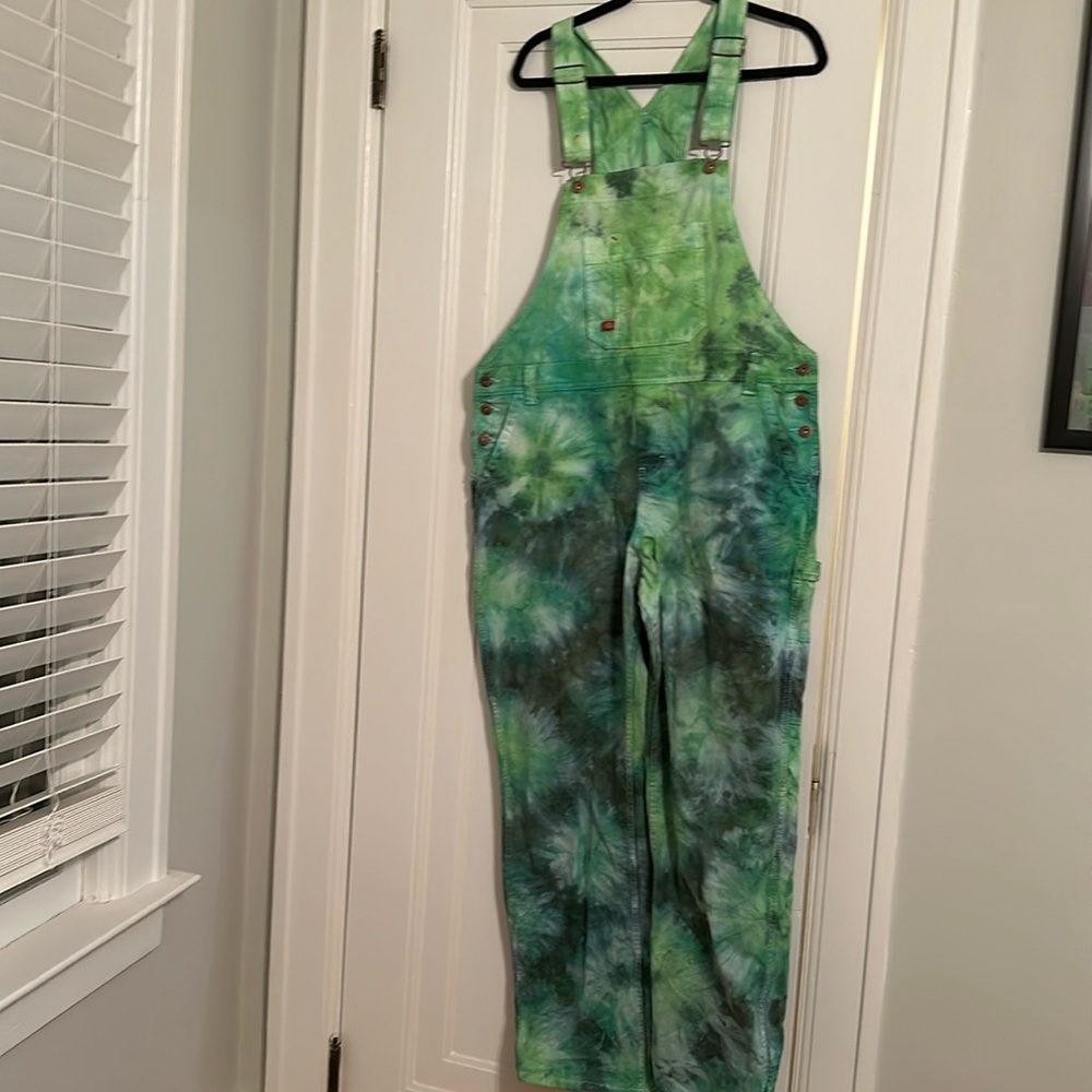 Handmade Green Tie Dye Overalls
